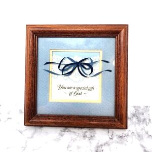 "You Are A Special Gift Of God" Blue Ribbon And Lace Picture In Frame